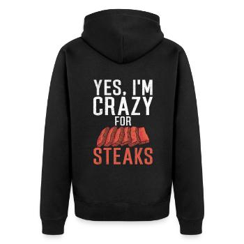 Steak Lover Steak Gift - Unisex Premium Organic Zip Hoodie - black - Back - Nico (187cm)