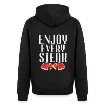 Steak Lover Steak Gift - Unisex Premium Organic Zip Hoodie - black - Back - Nico (187cm)