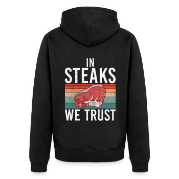 Steak Lover Steak Gift - Unisex Premium Organic Zip Hoodie - black - Back - Nico (187cm)