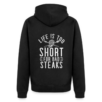 Cadeau de steak amateur de steak - Veste à capuche bio Premium Unisexe - noir - Dos - Nico (187cm)