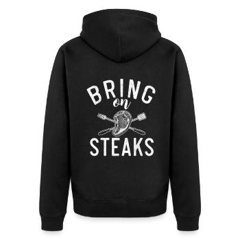 Steak Lover Steak Gift - Unisex Premium Organic Zip Hoodie - black - Back - Nico (187cm)