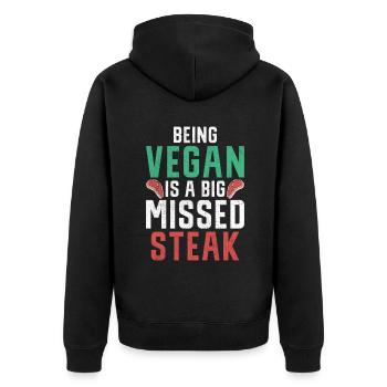 Steak Lover Steak Gift - Unisex Premium Organic Zip Hoodie - black - Back - Nico (187cm)
