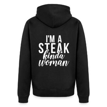 Steak Lover Steak Geschenk - Unisex Premium Bio Zip Hoodie - Schwarz - Hinten - Nico (187cm)