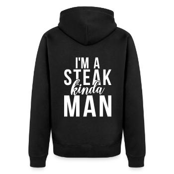 Steak Lover Steak Gift - Unisex Premium Organic Zip Hoodie - black - Back - Nico (187cm)