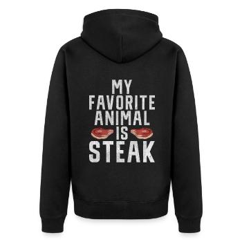 Steak Lover Steak Geschenk - Unisex Premium Bio Zip Hoodie - Schwarz - Hinten - Nico (187cm)