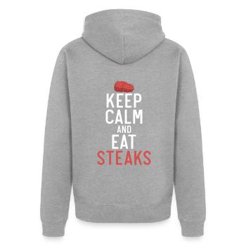 Steak Lover Steak Geschenk - Unisex Premium Bio Zip Hoodie - Grau meliert - Hinten - Nico (187cm)