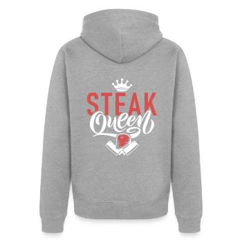 Steak Lover Steak Geschenk - Unisex Premium Bio Zip Hoodie - Grau meliert - Hinten - Nico (187cm)