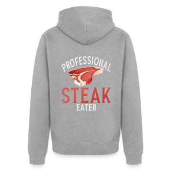 Steak Lover Steak Geschenk - Unisex Premium Bio Zip Hoodie - Grau meliert - Hinten - Nico (187cm)