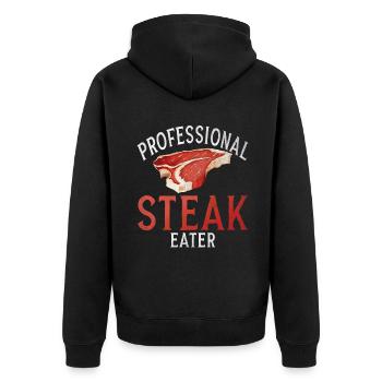 Steak Lover Steak Geschenk - Unisex Premium Bio Zip Hoodie - Schwarz - Hinten - Nico (187cm)