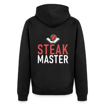 Steak Lover Steak Geschenk - Unisex Premium Bio Zip Hoodie - Schwarz - Hinten - Nico (187cm)