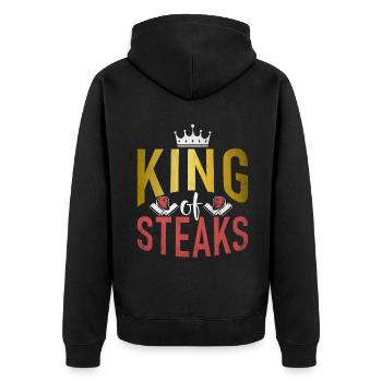 Steak Lover Steak Geschenk - Unisex Premium Bio Zip Hoodie - Schwarz - Hinten - Nico (187cm)