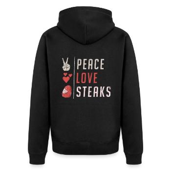 Steak Lover Steak Geschenk - Unisex Premium Bio Zip Hoodie - Schwarz - Hinten - Nico (187cm)
