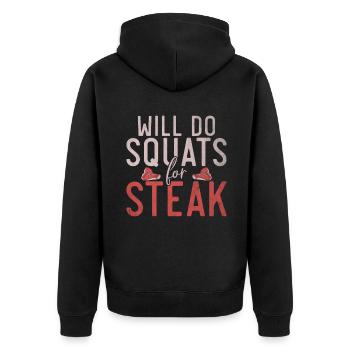 Steak Lover Steak Geschenk - Unisex Premium Bio Zip Hoodie - Schwarz - Hinten - Nico (187cm)