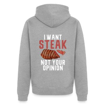 Steak Lover Steak Geschenk - Unisex Premium Bio Zip Hoodie - Grau meliert - Hinten - Nico (187cm)
