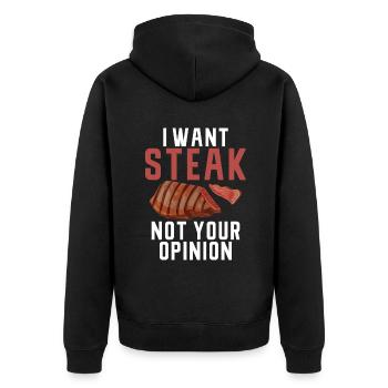 Steak Lover Steak Geschenk - Unisex Premium Bio Zip Hoodie - Schwarz - Hinten - Nico (187cm)