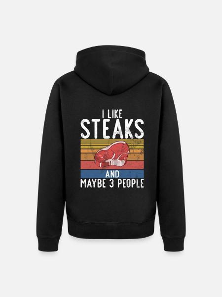 Steak Lover Steak Geschenk - Unisex Premium Bio Zip Hoodie - Schwarz