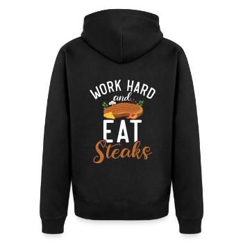 Steak Lover Steak Geschenk - Unisex Premium Bio Zip Hoodie - Schwarz - Hinten - Nico (187cm)