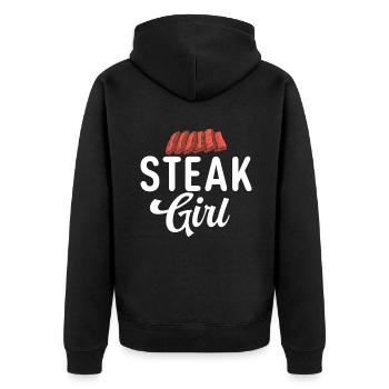 Steak Lover Steak Geschenk - Unisex Premium Bio Zip Hoodie - Schwarz - Hinten - Nico (187cm)