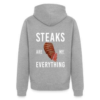 Steak Lover Steak Geschenk - Unisex Premium Bio Zip Hoodie - Grau meliert - Hinten - Nico (187cm)