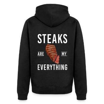 Steak Lover Steak Geschenk - Unisex Premium Bio Zip Hoodie - Schwarz - Hinten - Nico (187cm)