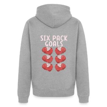 Steak Lover Steak Geschenk - Unisex Premium Bio Zip Hoodie - Grau meliert - Hinten - Nico (187cm)