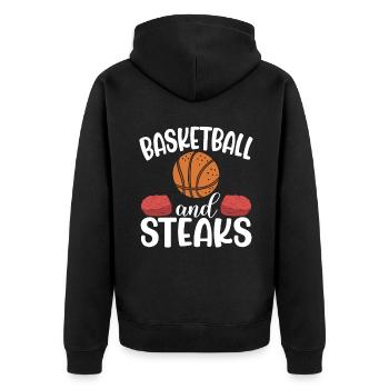 Steak Lover Steak Gift - Unisex Premium Organic Zip Hoodie - black - Back - Nico (187cm)