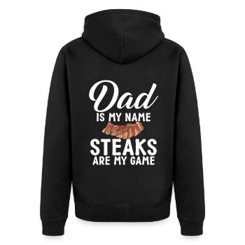 Steak Lover Steak Gift - Unisex Premium Organic Zip Hoodie - black - Back - Nico (187cm)