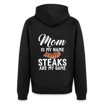 Steak Lover Steak Gift - Unisex Premium Organic Zip Hoodie - black - Back - Nico (187cm)
