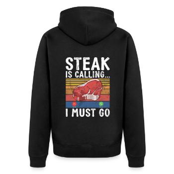 Steak Lover Steak Gift - Unisex Premium Organic Zip Hoodie - black - Back - Nico (187cm)