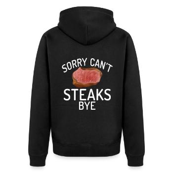 Steak Lover Steak Geschenk - Unisex Premium Bio Zip Hoodie - Schwarz - Hinten - Nico (187cm)