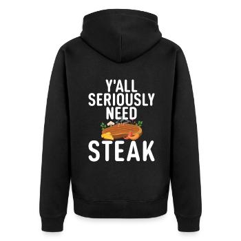 Steak Lover Steak Gift - Unisex Premium Organic Zip Hoodie - black - Back - Nico (187cm)