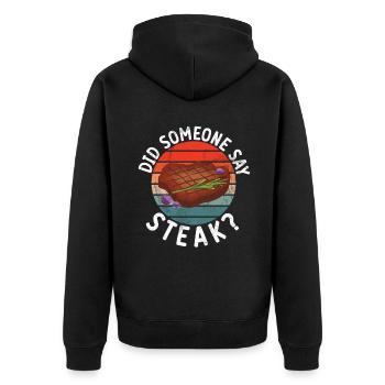Steak Lover Steak Geschenk - Unisex Premium Bio Zip Hoodie - Schwarz - Hinten - Nico (187cm)