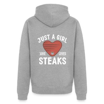 Steak Lover Steak Geschenk - Unisex Premium Bio Zip Hoodie - Grau meliert - Hinten - Nico (187cm)