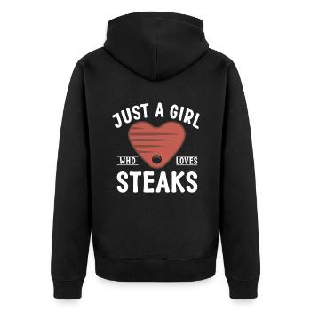 Steak Lover Steak Gift - Unisex Premium Organic Zip Hoodie - black - Back - Nico (187cm)