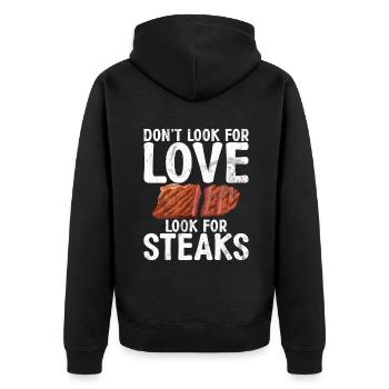Steak Lover Steak Gift - Unisex Premium Organic Zip Hoodie - black - Back - Nico (187cm)