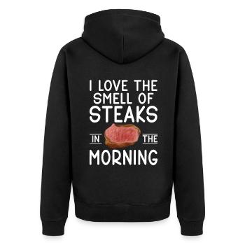 Steak Lover Steak Geschenk - Unisex Premium Bio Zip Hoodie - Schwarz - Hinten - Nico (187cm)