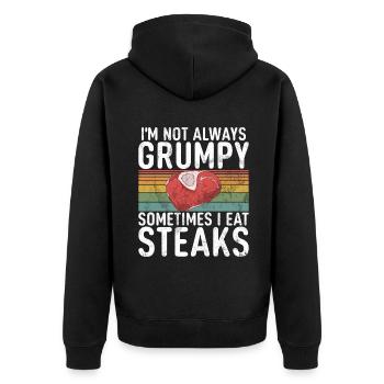 Steak Lover Steak Gift - Unisex Premium Organic Zip Hoodie - black - Back - Nico (187cm)