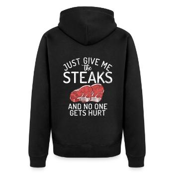 Cadeau de steak amateur de steak - Veste à capuche bio Premium Unisexe - noir - Dos - Nico (187cm)