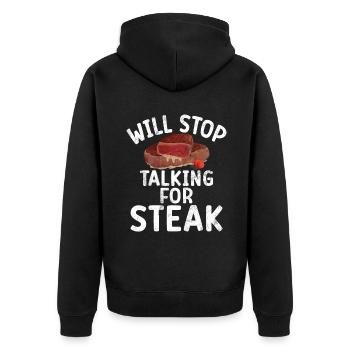 Steak Lover Steak Gift - Unisex Premium Organic Zip Hoodie - black - Back - Nico (187cm)