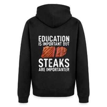 Steak Lover Steak Geschenk - Unisex Premium Bio Zip Hoodie - Schwarz - Hinten - Nico (187cm)