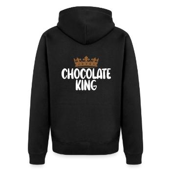 Schokoladenliebhaber Geschenke - Unisex Premium Bio Zip Hoodie - Schwarz - Hinten - Nico (187cm)