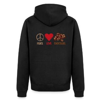 Schokoladenliebhaber Geschenke - Unisex Premium Bio Zip Hoodie - Schwarz - Hinten - Nico (187cm)