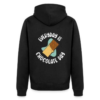 Schokoladenliebhaber Geschenke - Unisex Premium Bio Zip Hoodie - Schwarz - Hinten - Nico (187cm)