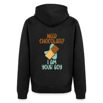 Chocolate Lover Gifts - Unisex Premium Organic Zip Hoodie - black - Back - Nico (187cm)