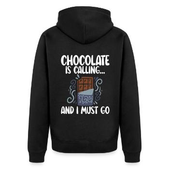 Schokoladenliebhaber Geschenke - Unisex Premium Bio Zip Hoodie - Schwarz - Hinten - Nico (187cm)