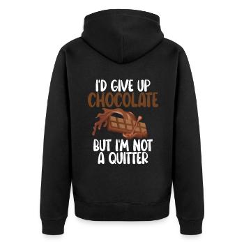 Schokoladenliebhaber Geschenke - Unisex Premium Bio Zip Hoodie - Schwarz - Hinten - Nico (187cm)