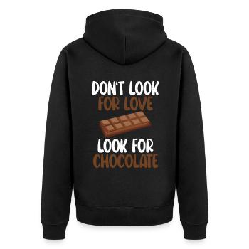 Schokoladenliebhaber Geschenke - Unisex Premium Bio Zip Hoodie - Schwarz - Hinten - Nico (187cm)