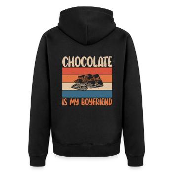 Cadeaux pour amateurs de chocolat - Veste à capuche bio Premium Unisexe - noir - Dos - Nico (187cm)