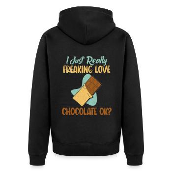 Cadeaux pour amateurs de chocolat - Veste à capuche bio Premium Unisexe - noir - Dos - Nico (187cm)
