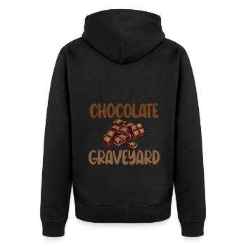 Schokoladenliebhaber Geschenke - Unisex Premium Bio Zip Hoodie - Schwarz - Hinten - Nico (187cm)